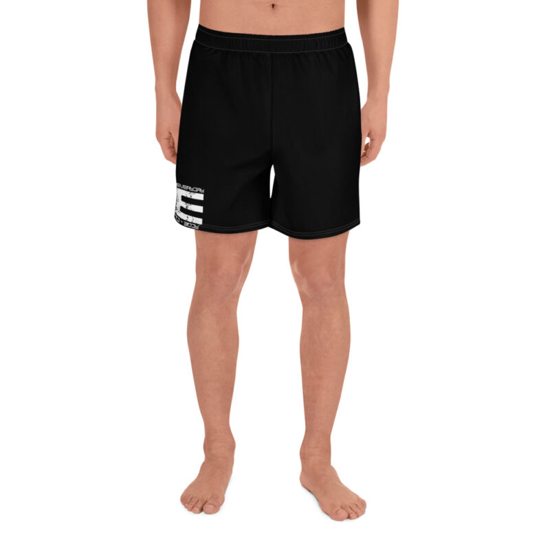 Basic Logo All-Over Print Unisex Athletic Long Shorts - Black - Image 2